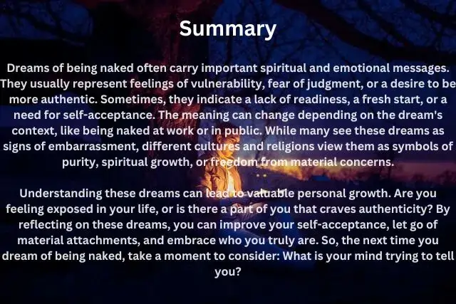 Dreams of being naked symbolize vulnerability, authenticity, and spiritual awakening. Discover what these dreams mean and how they can inspire personal growth.